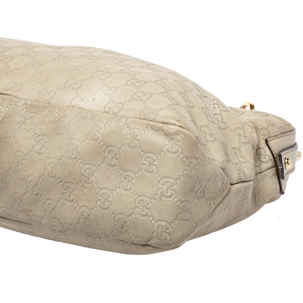 Gucci Creme Guccissima Leder Medium Horsebit Hobo 8