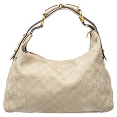 Gucci Creme Guccissima Leder Medium Horsebit Hobo