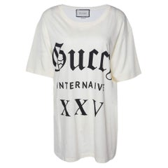 T-shirt à col ras du cou Gucci en coton imprimé crème