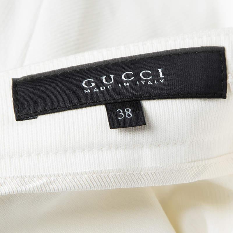 Women's Gucci Cream High Waist Slim Fit Pants S For Sale