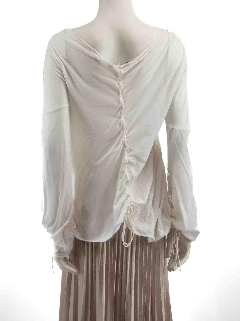 Gucci Cream Lace Up Long Sleeve Top Size M In Good Condition For Sale In London, GB