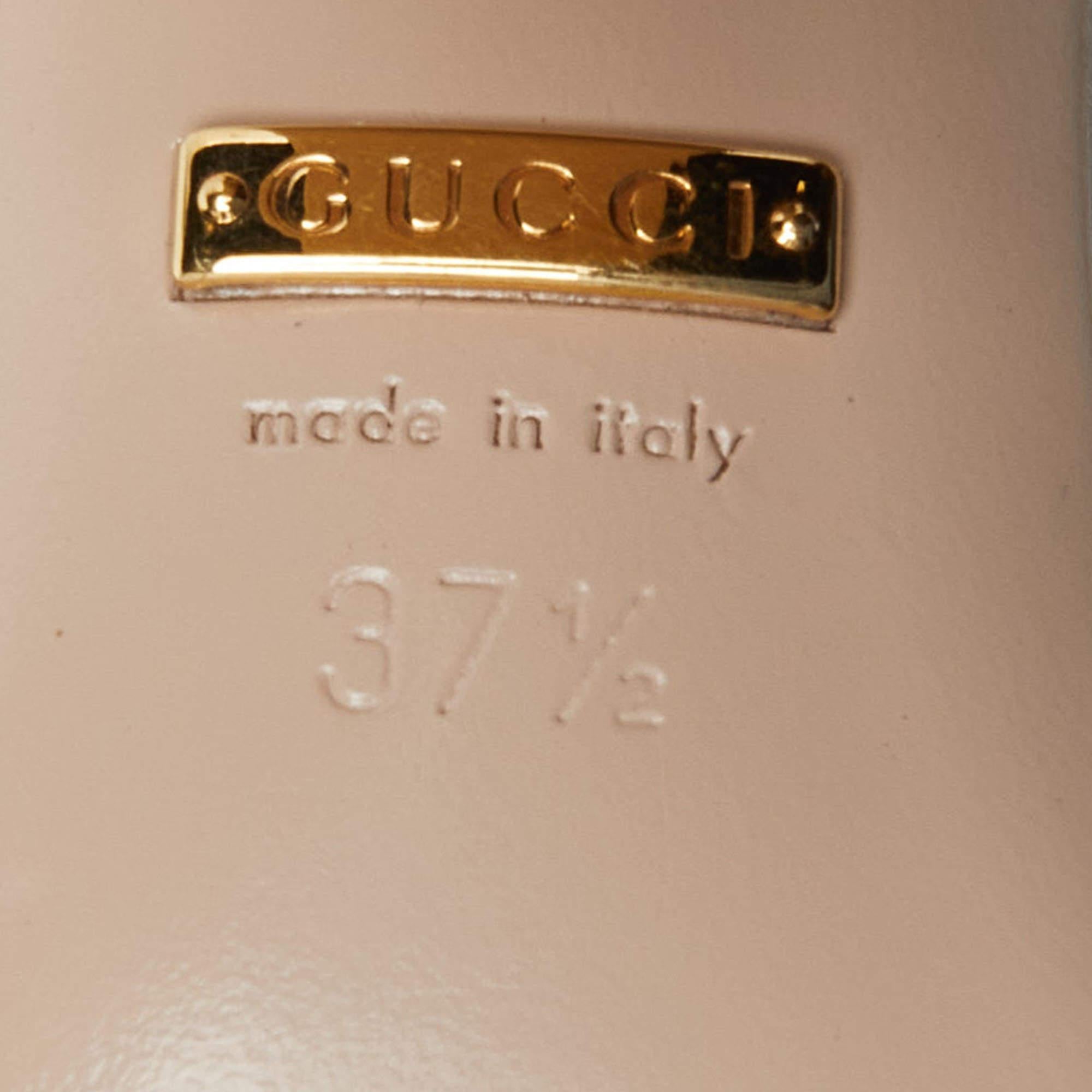 Sandales Gucci en cuir et toile crème avec nœud papillon à la cheville, taille 37,5 2