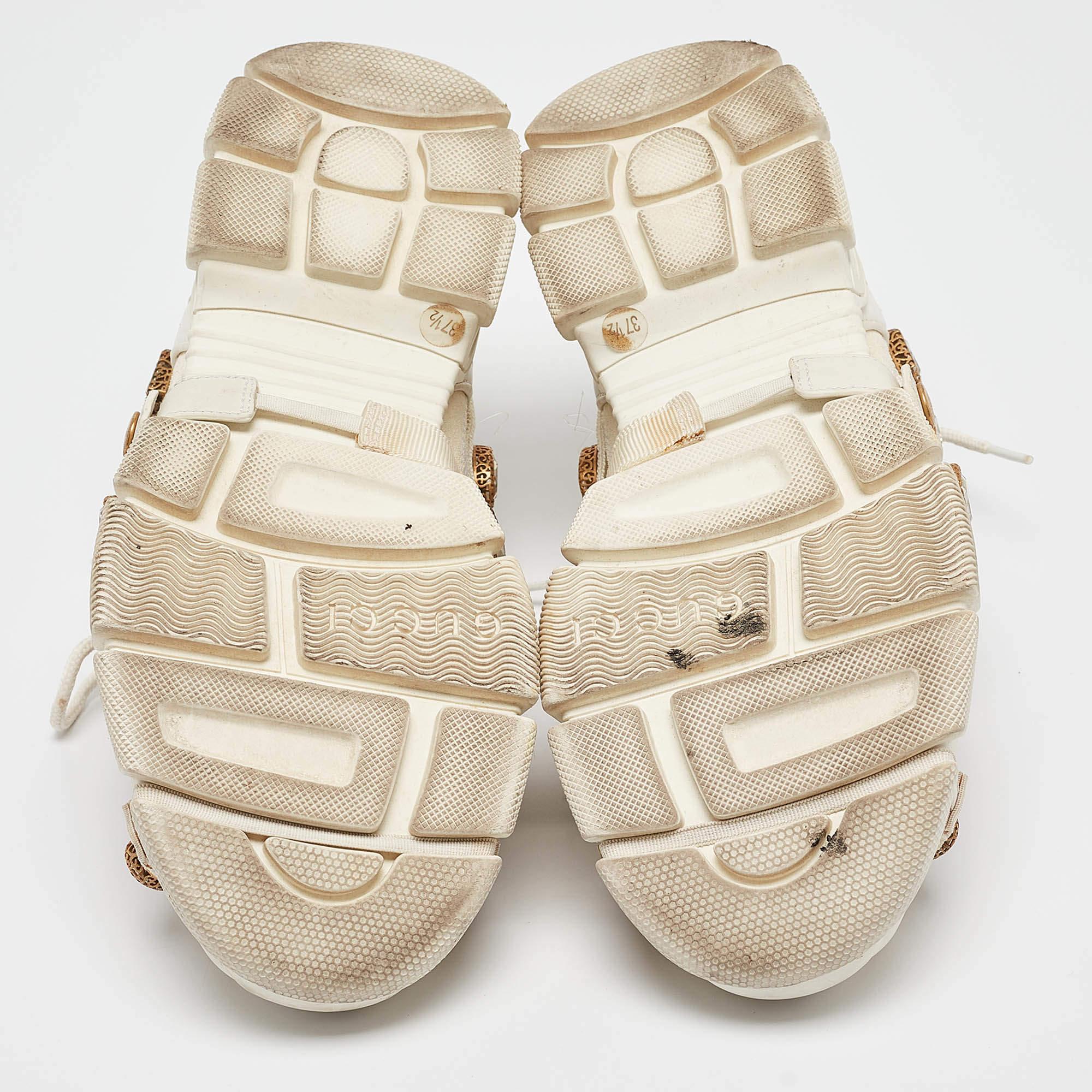 Baskets Flashtrek de Gucci en cuir et daim crème à lacets, taille 37,5 1