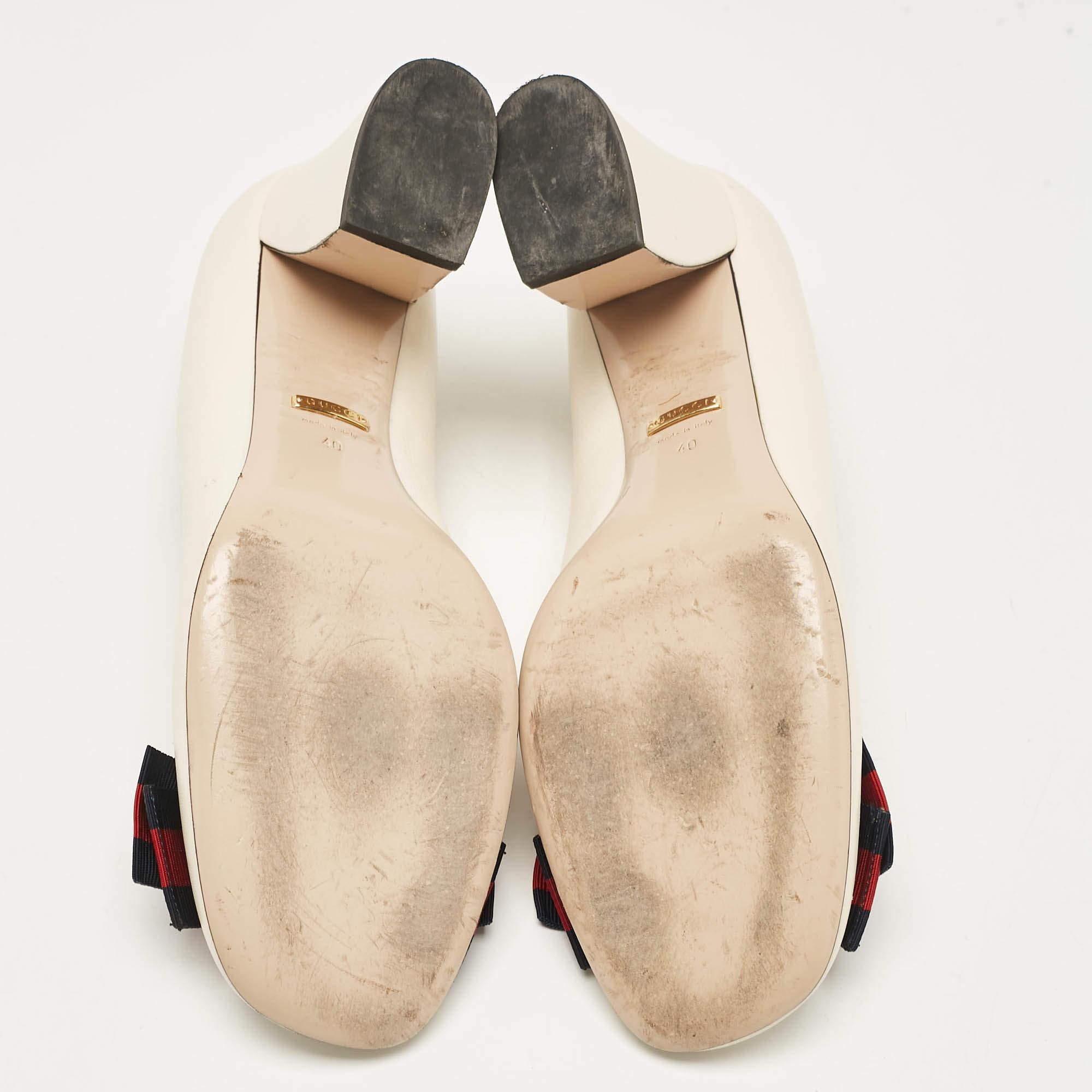 Gucci Cream Leather Block Heel Pumps Size 40 1