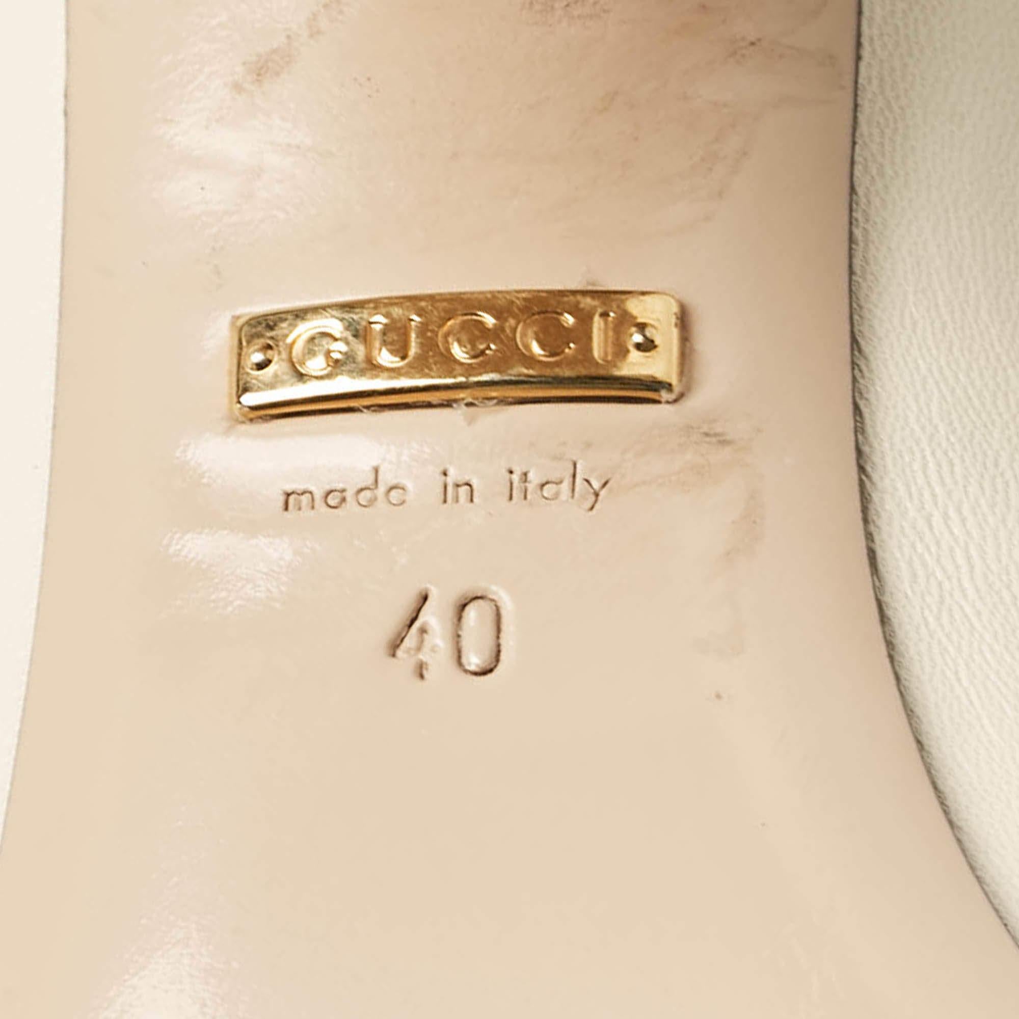 Gucci Cream Leather Block Heel Pumps Size 40 3