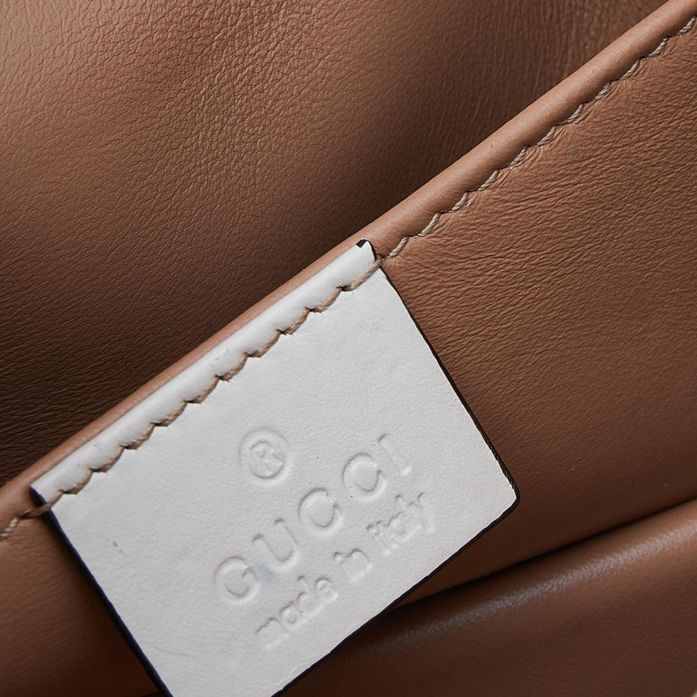 Beige Gucci Cream Leather Broadway Pearly Bee Shoulder Bag