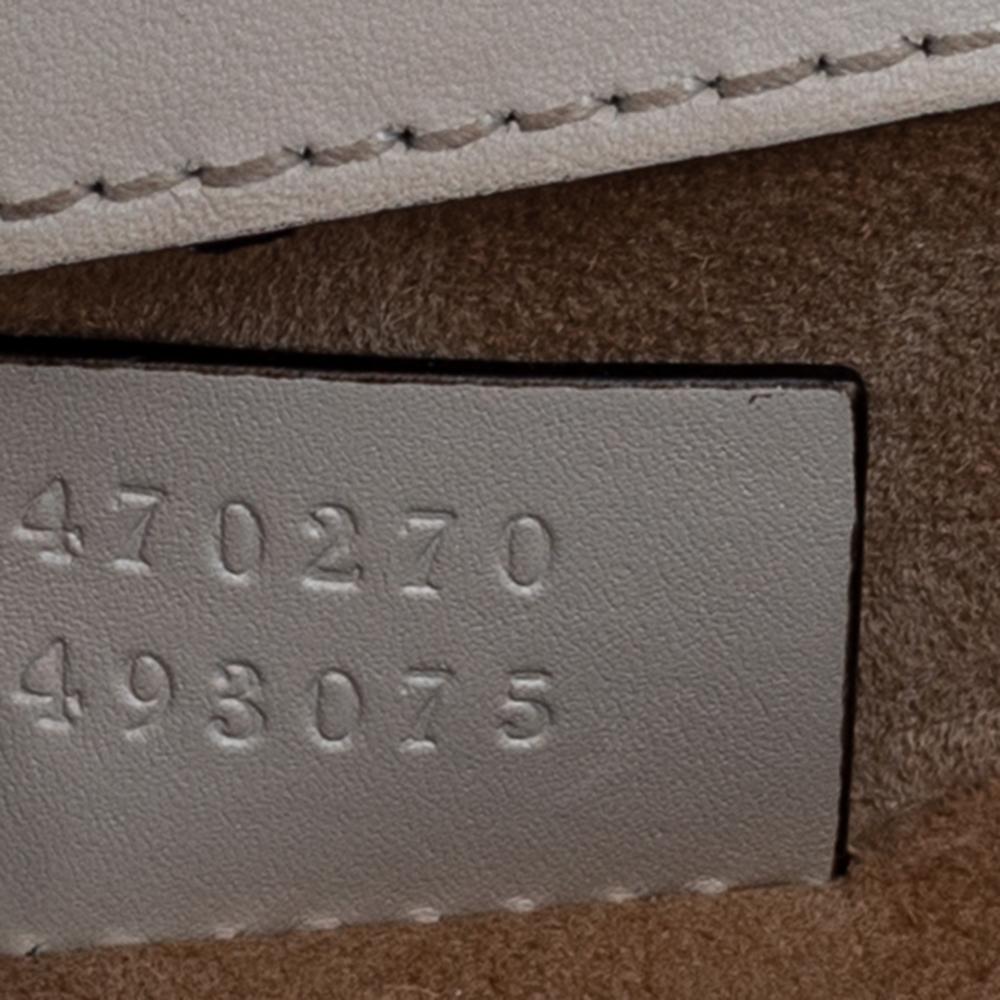 Gucci Cream Leather/ Canvas Sylvie Top Handle Bag 2