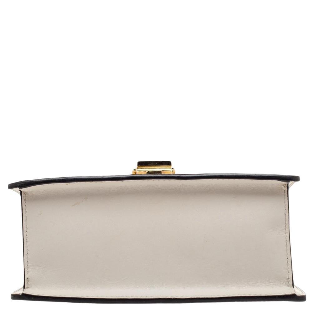Beige Gucci Cream Leather/ Canvas Sylvie Top Handle Bag