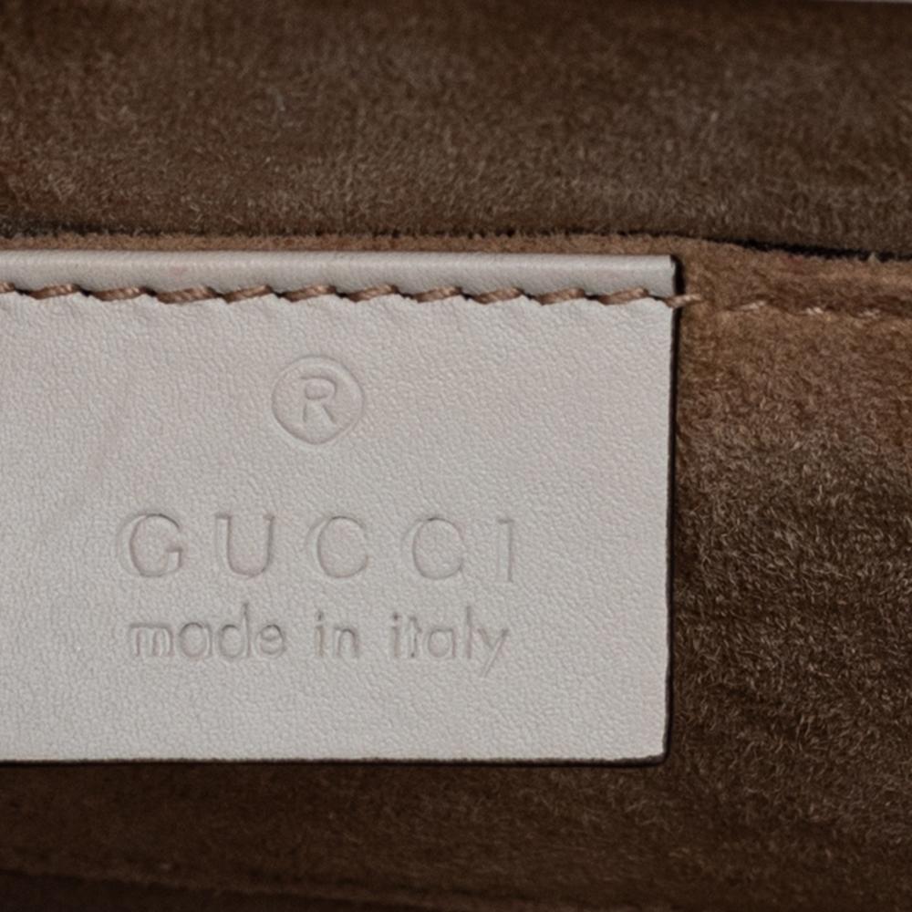 Women's Gucci Cream Leather/ Canvas Sylvie Top Handle Bag