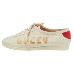 Gucci Cream Leather Falacer Low Top Sneakers Size 40