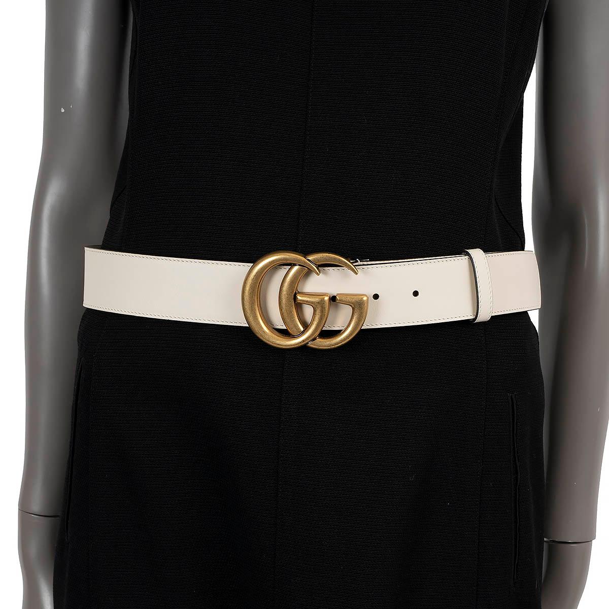 Beige GUCCI cream leather GG MARMONT Belt 85
