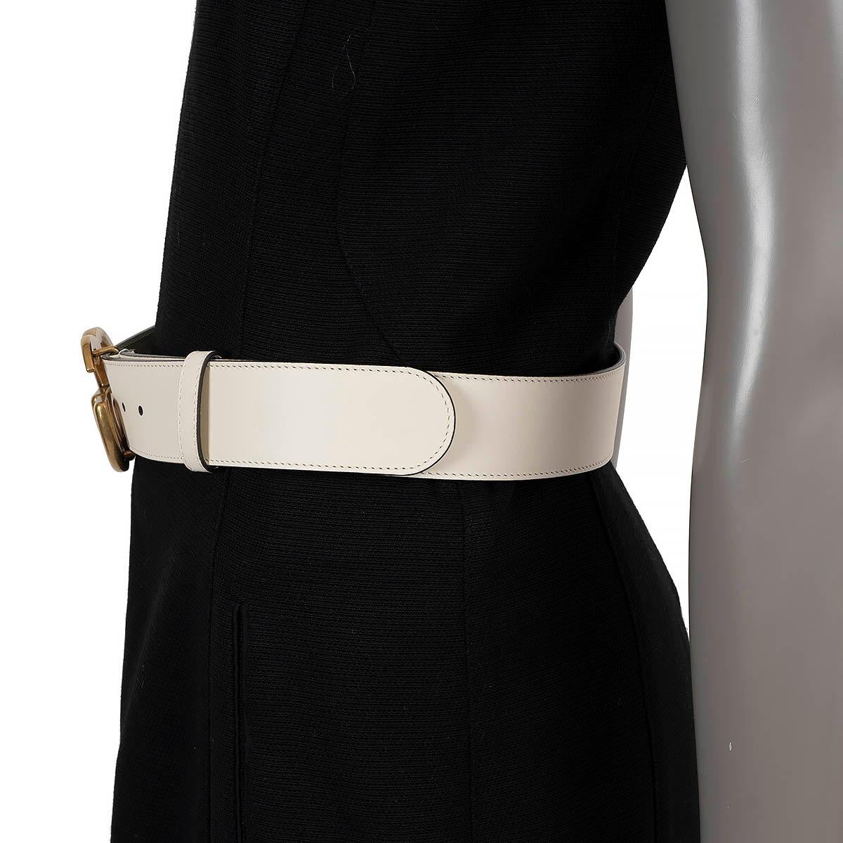 GUCCI cream leather GG MARMONT Belt 85 In New Condition In Zürich, CH