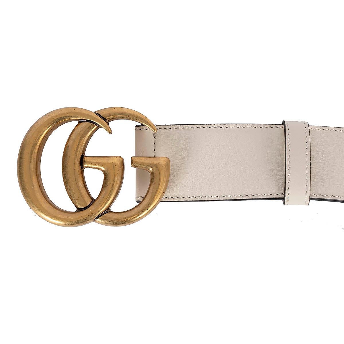 GUCCI cream leather GG MARMONT Belt 85 For Sale 2