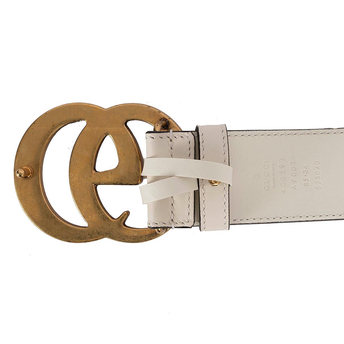 GUCCI cream leather GG MARMONT Belt 85 For Sale 3