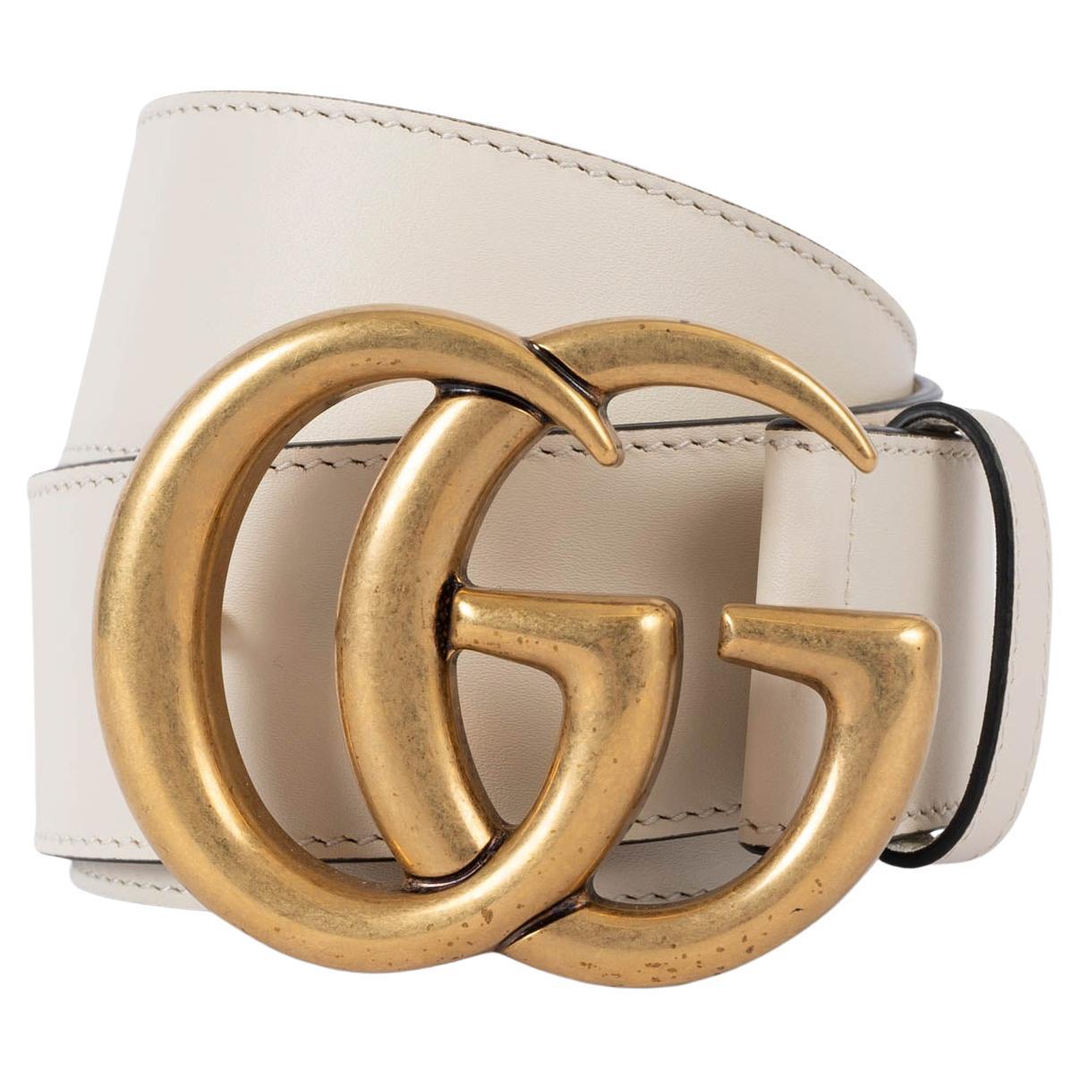 GUCCI cream leather GG MARMONT Belt 85 For Sale