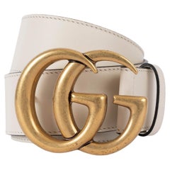 Used GUCCI cream leather GG MARMONT Belt 85