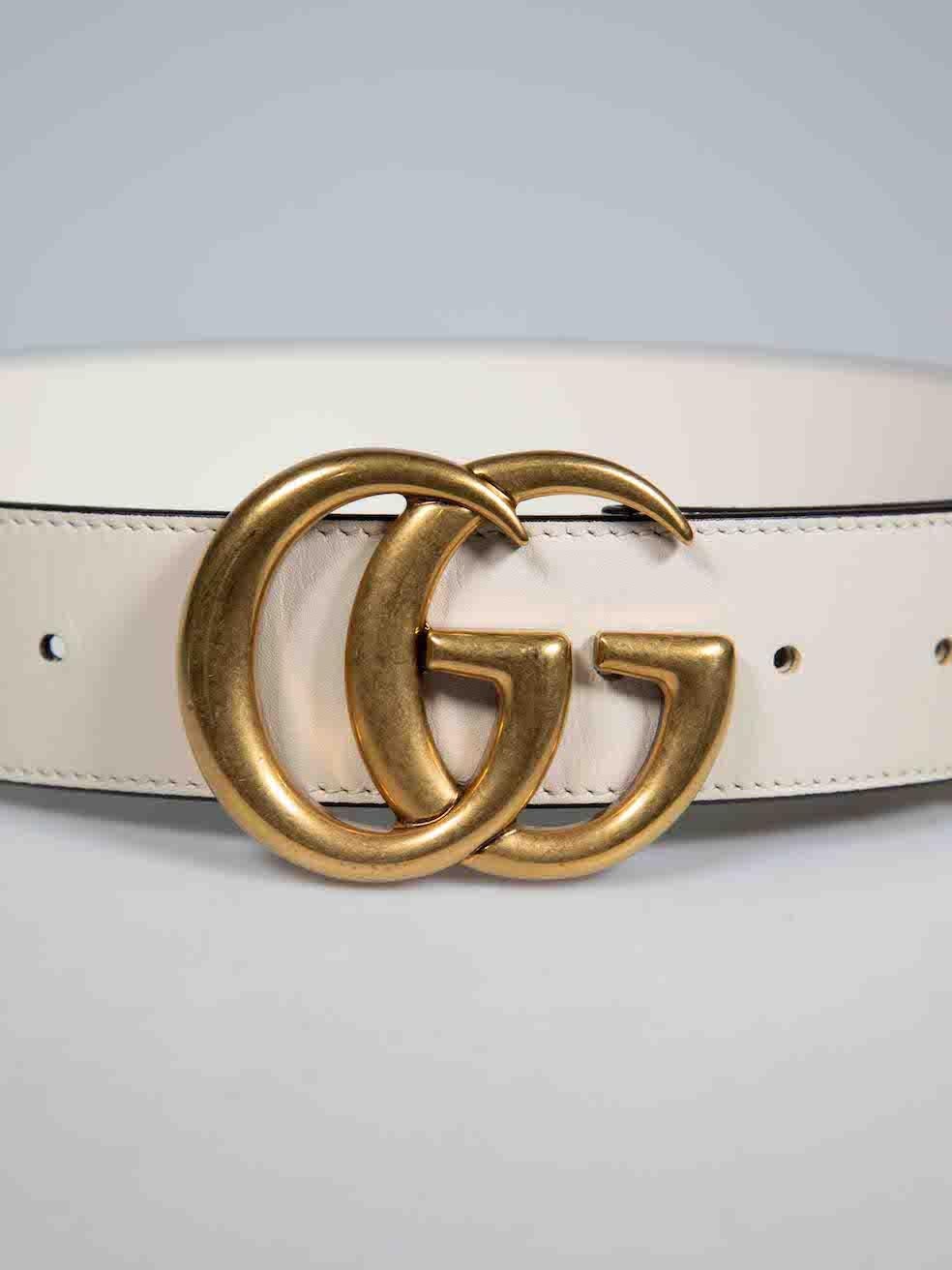 Women's Gucci Cream Leather GG Marmont Belt