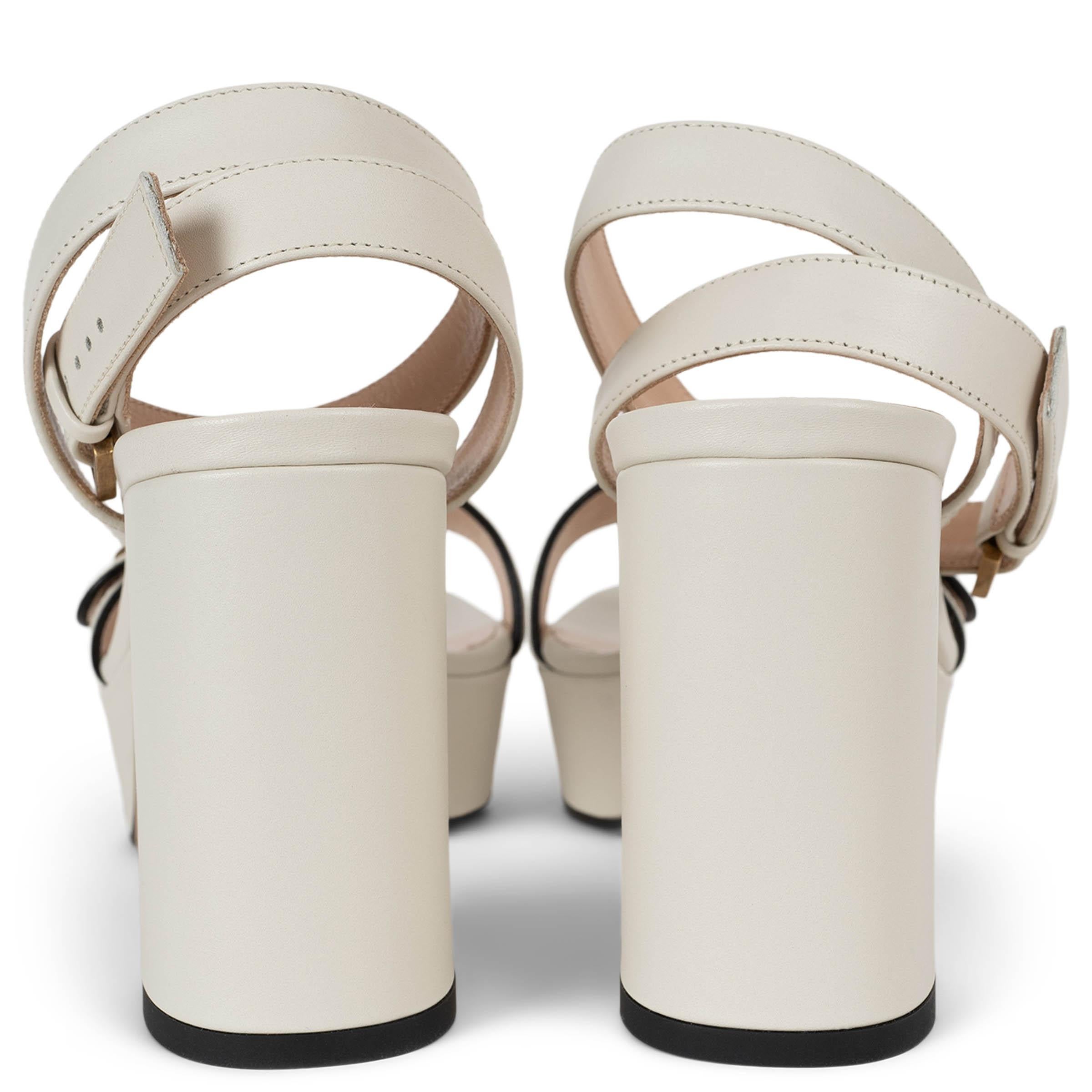 GUCCI cream leather GG MARMONT PLATFORM ANKLE STRAP Sandals Shoes 36 im Zustand „Neu“ im Angebot in Zürich, CH