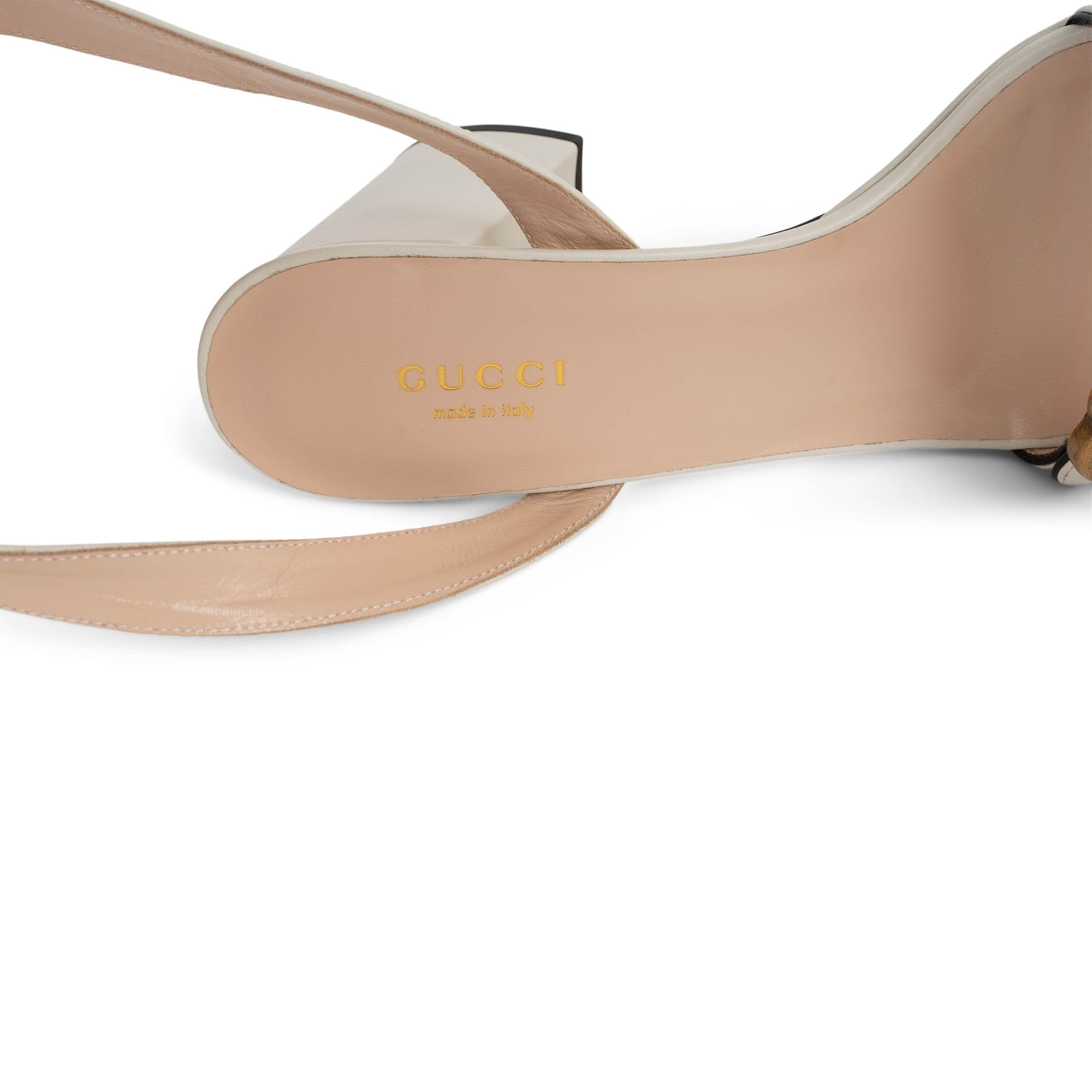 GUCCI cream leather GG MARMONT PLATFORM ANKLE STRAP Sandals Shoes 36 im Angebot 1