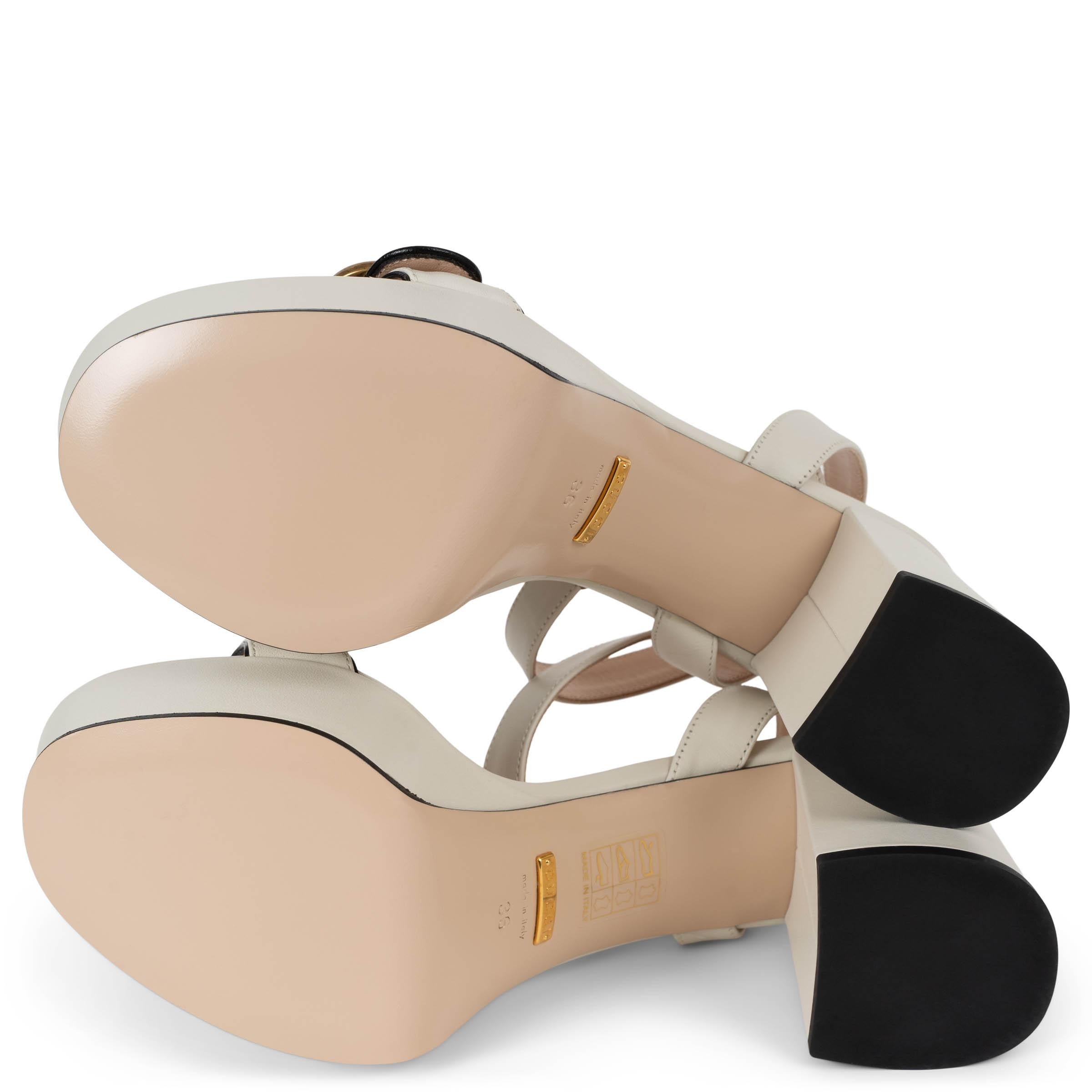GUCCI cream leather GG MARMONT PLATFORM ANKLE STRAP Sandals Shoes 36 im Angebot 2