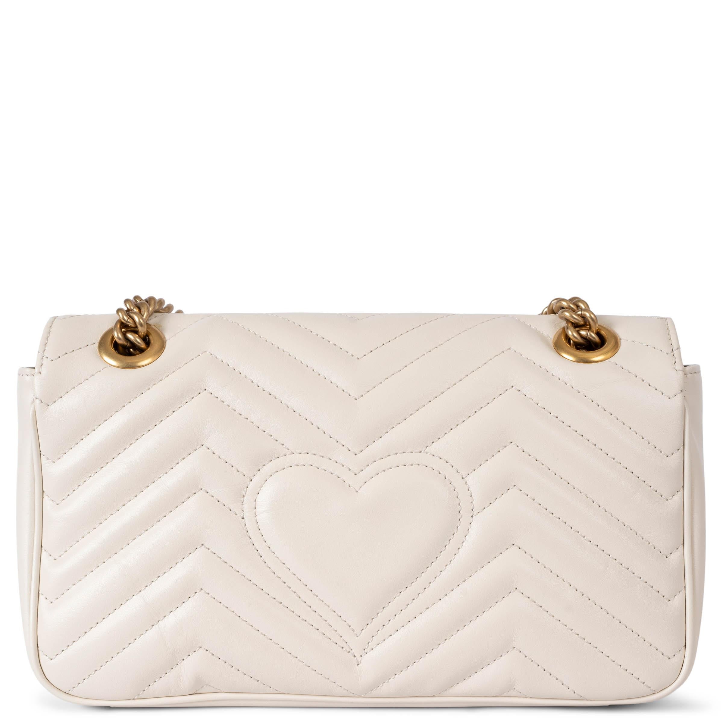 Beige GUCCI cream leather GG MARMONT SMALL MATELASSE Shoulder Bag For Sale