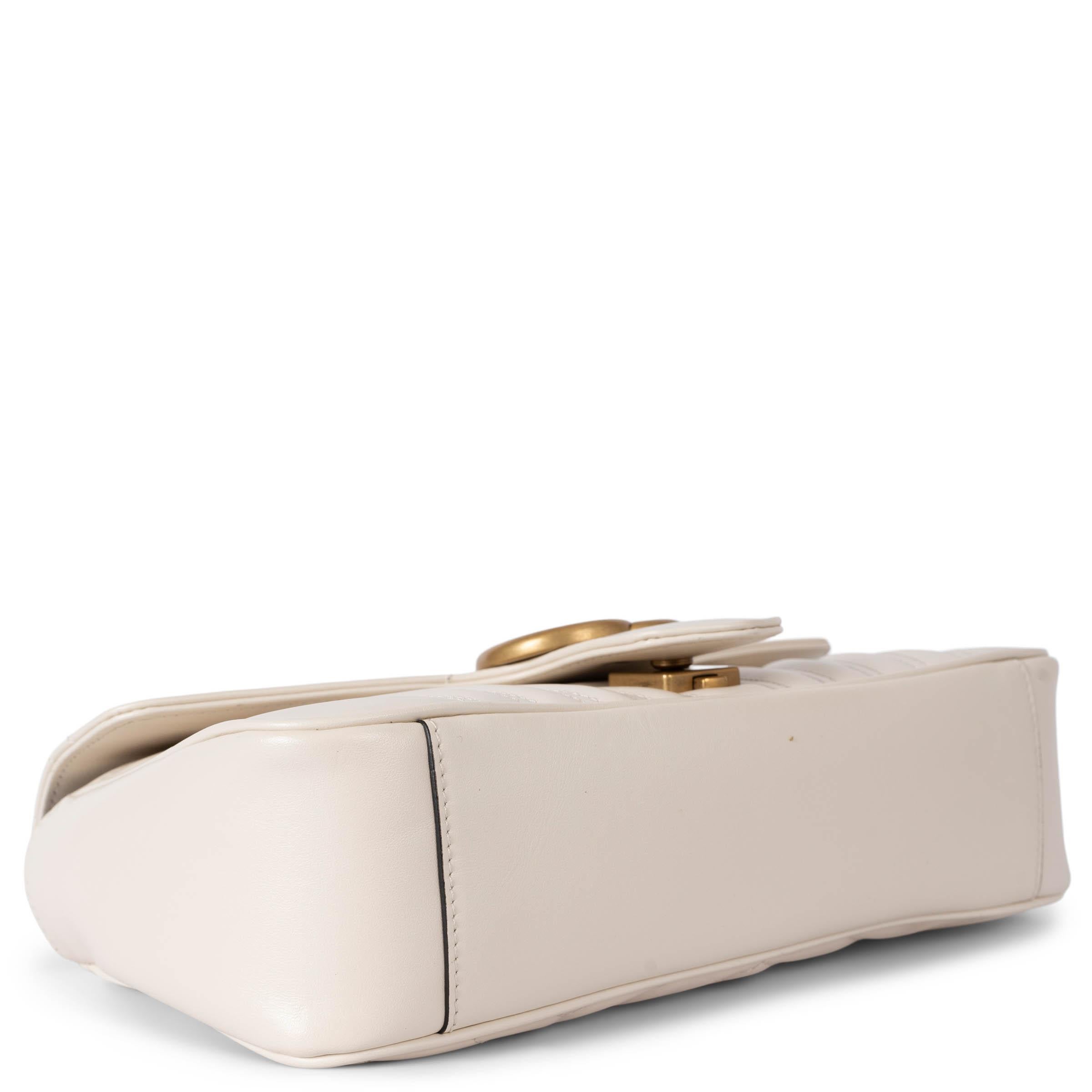GUCCI cream leather GG MARMONT SMALL MATELASSE Shoulder Bag In Excellent Condition For Sale In Zürich, CH