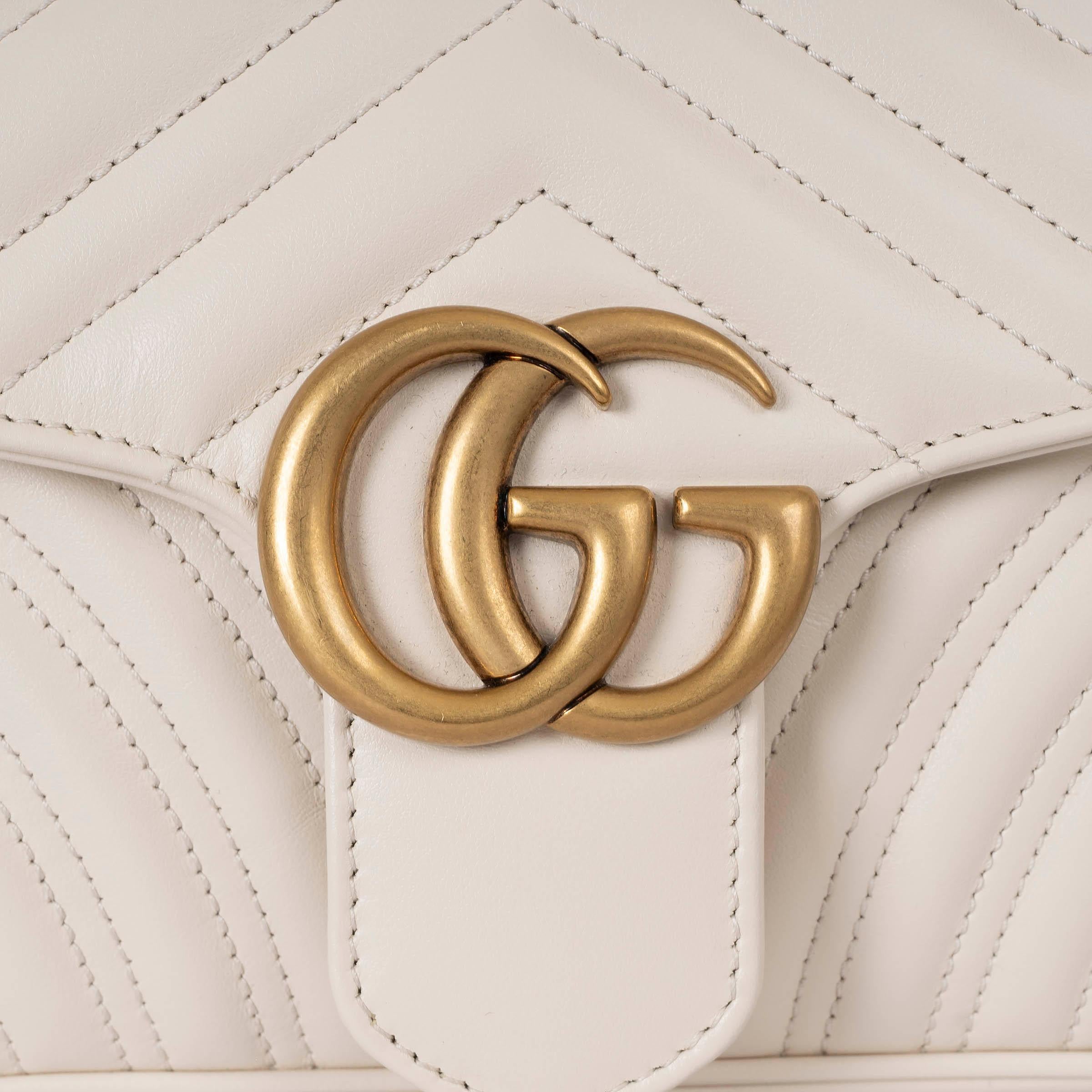 GUCCI cream leather GG MARMONT SMALL MATELASSE Shoulder Bag For Sale 1