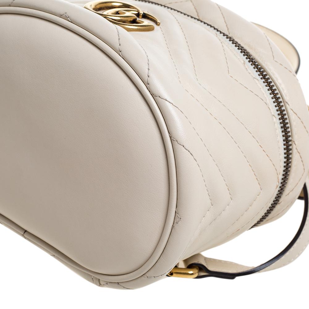 Gucci Cream Leather GG Marmont Vanity Case Backpack 2