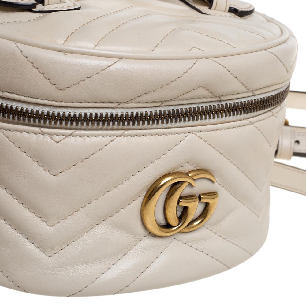 Gucci Cream Leather GG Marmont Vanity Case Backpack 1