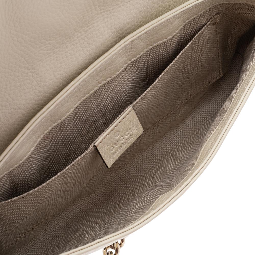 Beige Gucci Cream Leather Greenwich Shoulder Bag