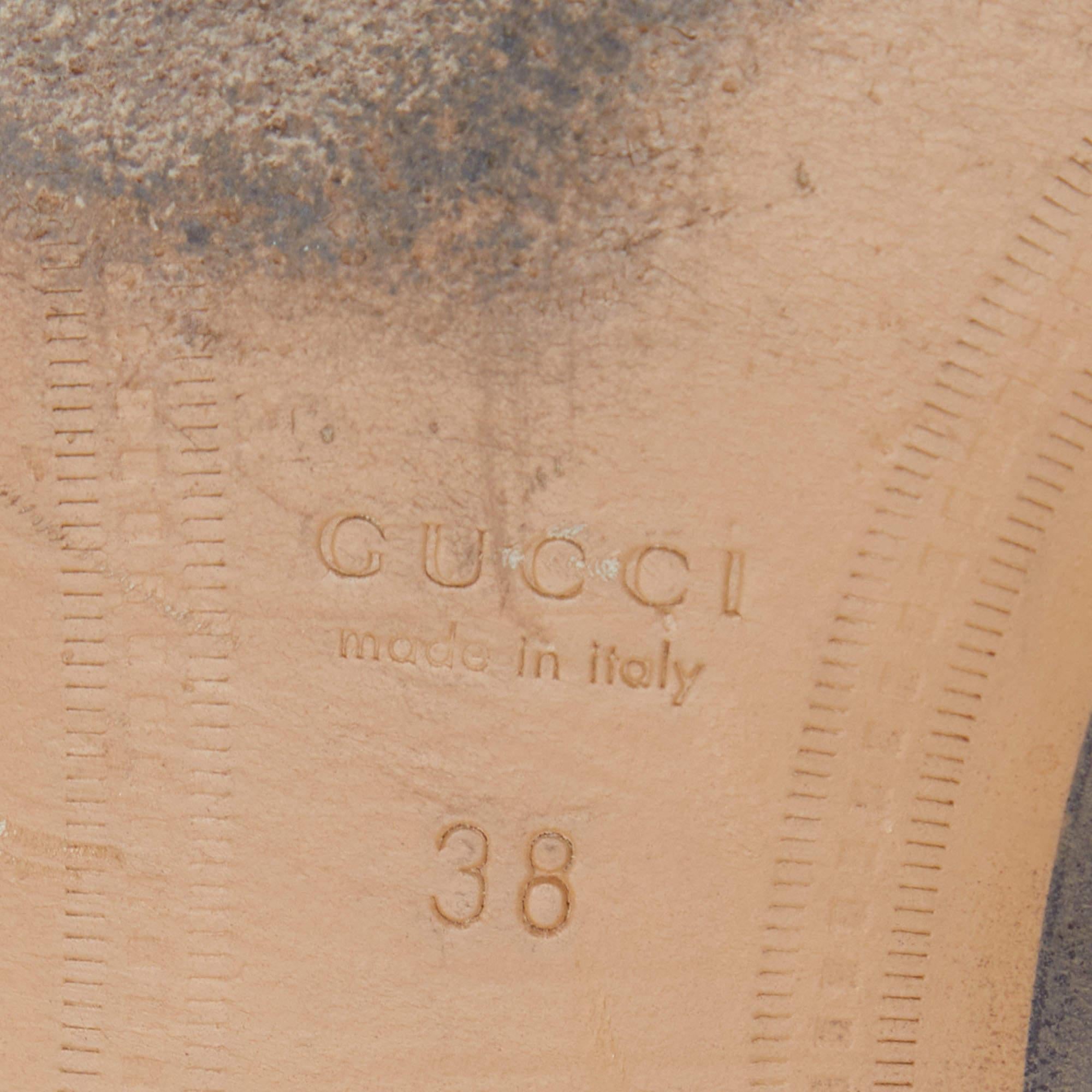 Gucci - Bottines en cuir crème à mors de cheval, taille 38 en vente 4