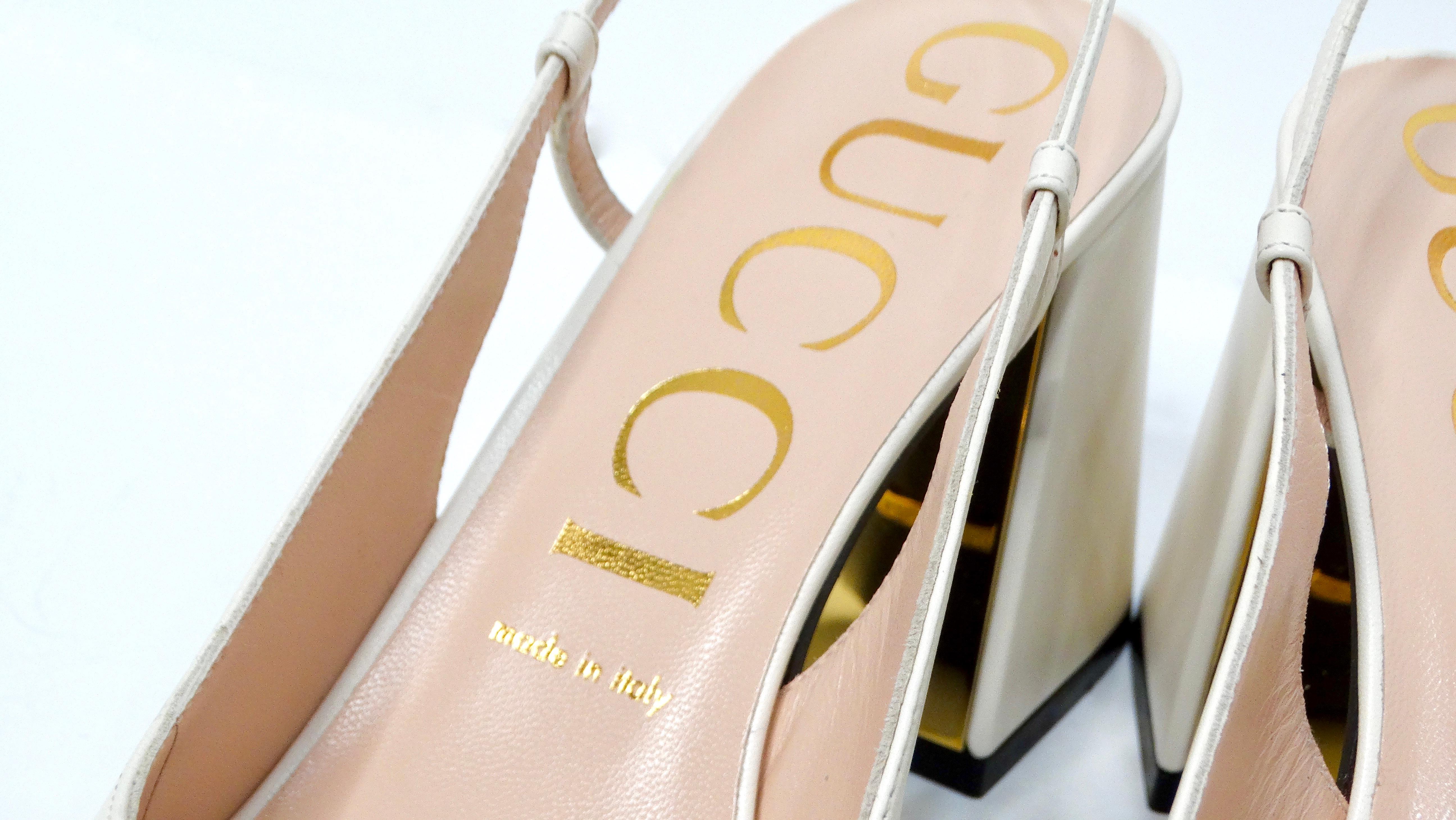 De las mujeres Zapatos de tacón con puntera cuadrada Gucci Horsebit de piel color crema