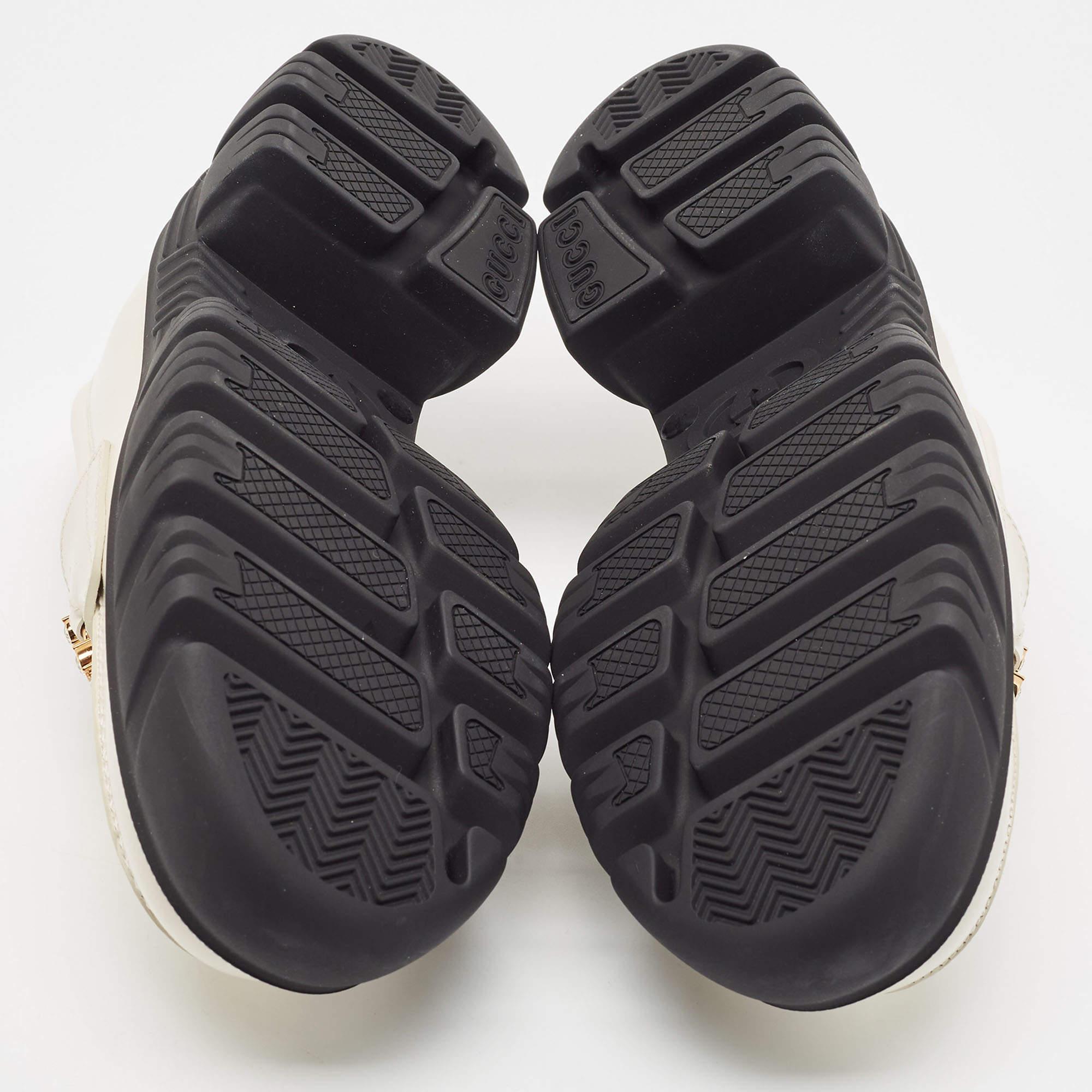 Gucci Cream Leather Interlocking GG Platform Loafers Size 39 3