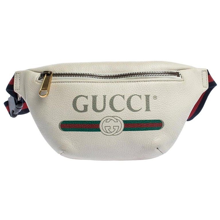Gucci Cream Leather Logo Belt Bag at 1stDibs