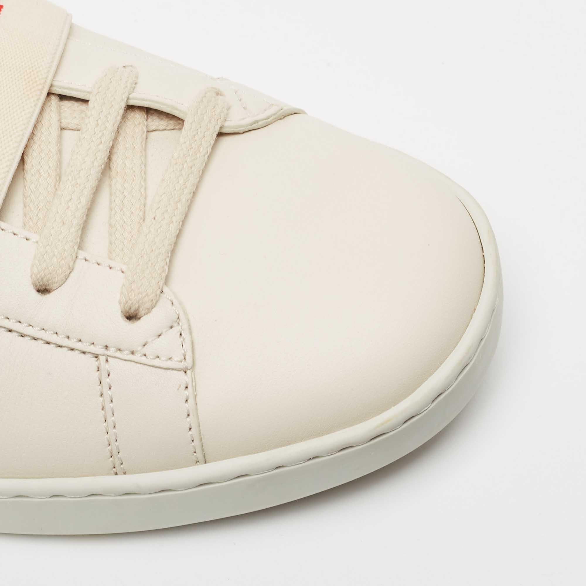 Women's Gucci Cream Leather Logo Elastic Band Ace Sneakers Size 39 For Sale