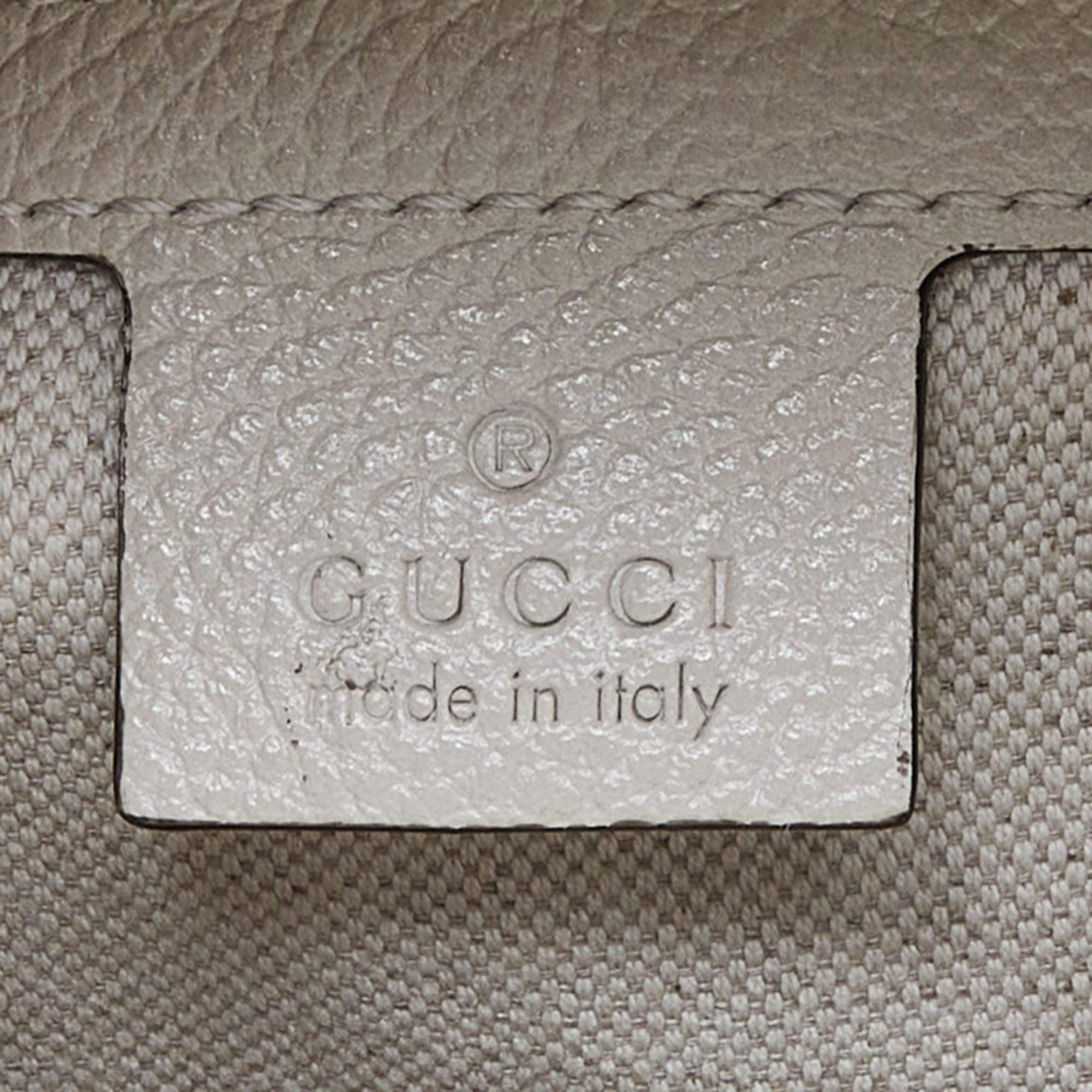 Gucci Cream Leather Logo Print Backpack 5