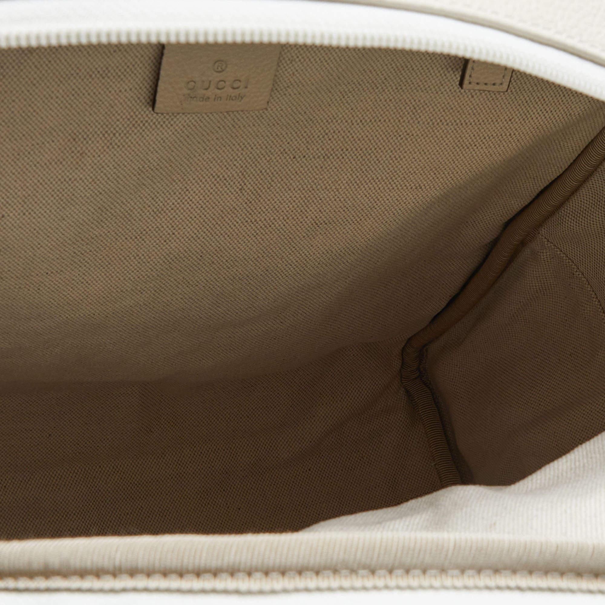 Gucci Cream Leather Logo Print Backpack 6