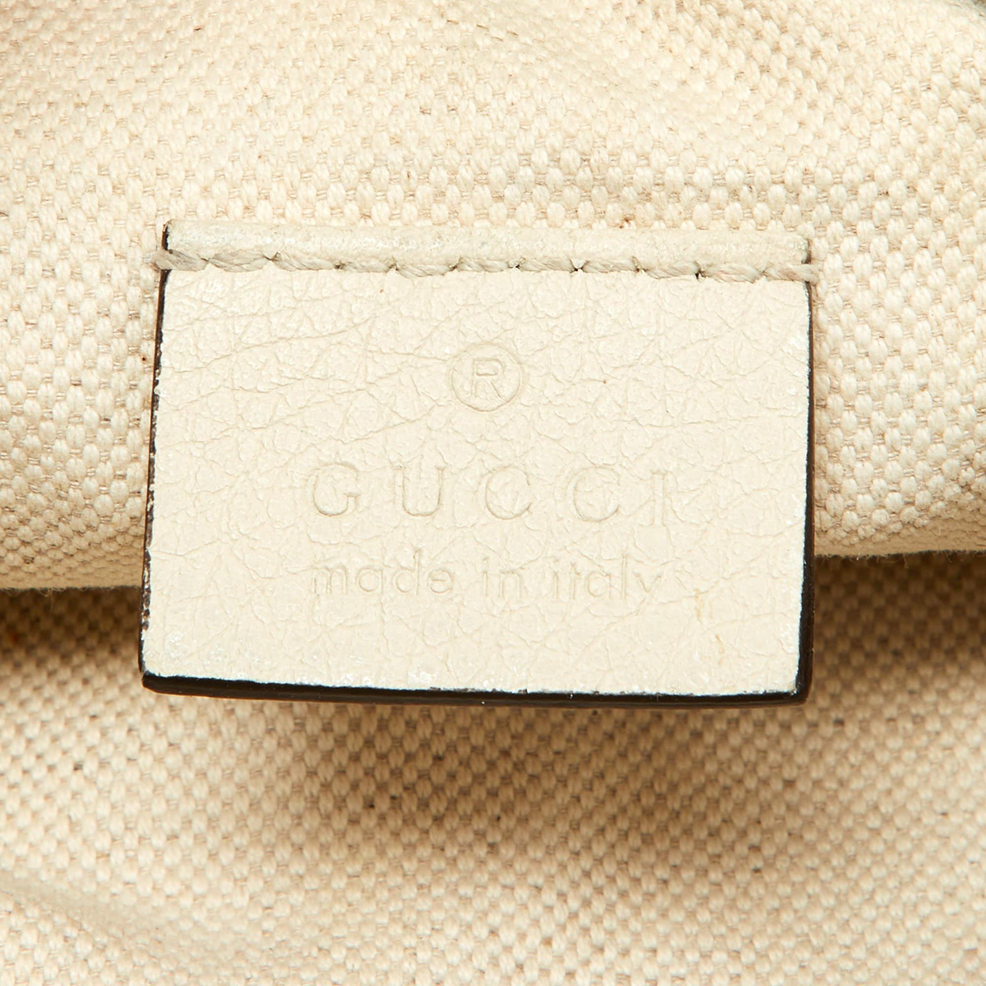 Gucci Cream Leather Logo Web Belt Bag For Sale 6