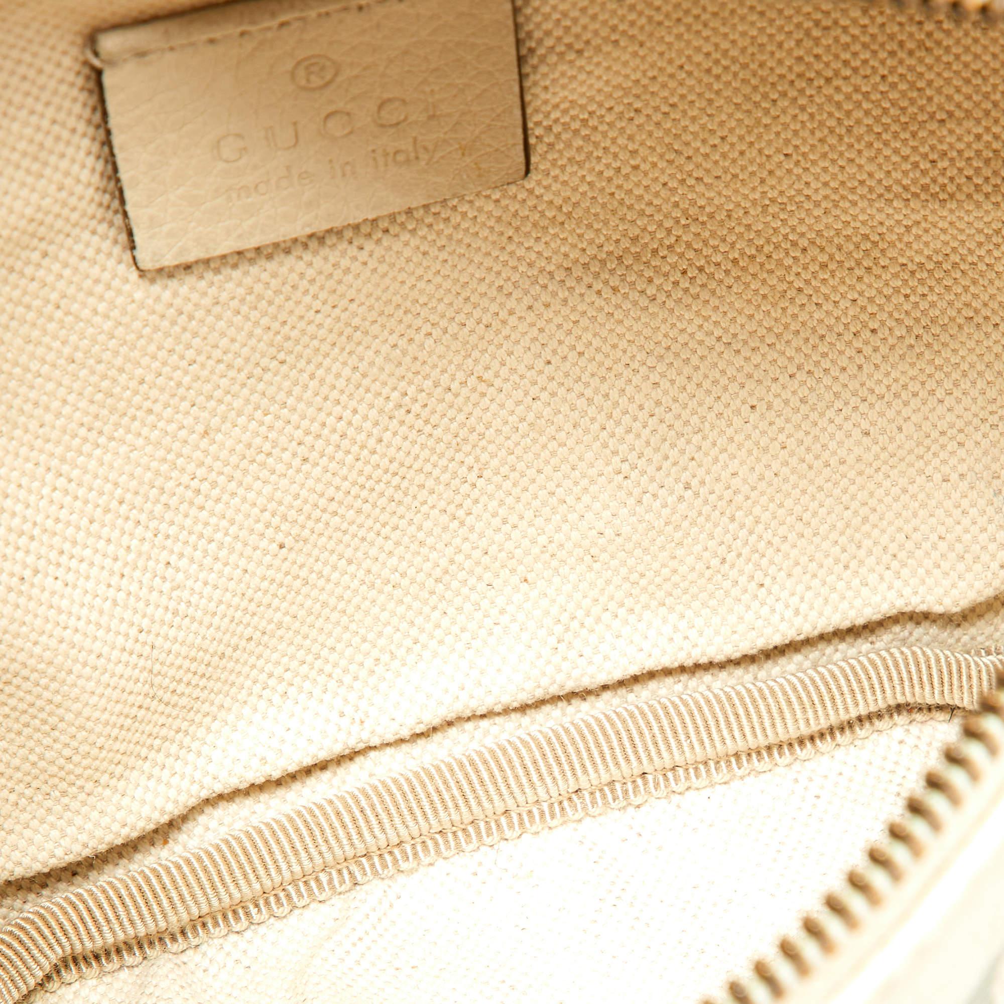 Gucci Cream Leather Logo Web Belt Bag For Sale 7