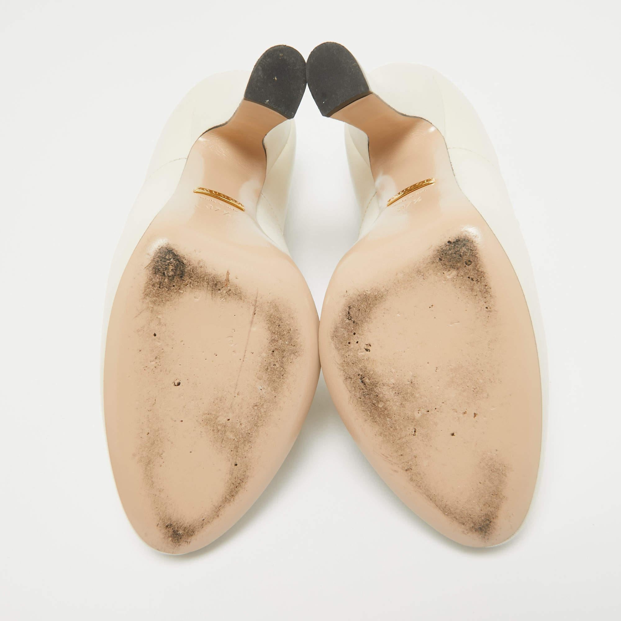 Gucci Cream Leather Mary Jane Pumps Size 37.5 1