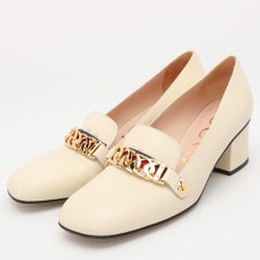 Gucci Cream Leather Mary Jane Sylvie Pumps Size 38