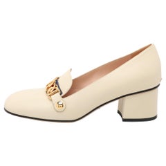 Gucci Cream Leather Mary Jane Sylvie Pumps Size 38