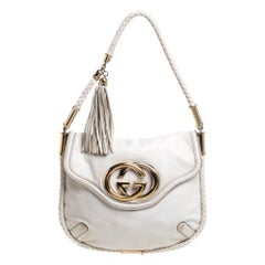 Gucci Cream Leather Medium Britt Tassel Hobo