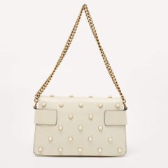 Gucci Cream Leather Mini Pearl Studded Queen Margaret Broadway Shoulder Bag