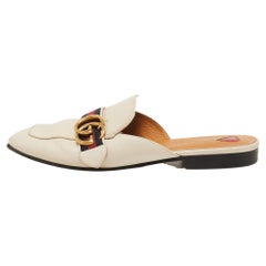Gucci Cream Leather Princetown Flat Mules Size 38