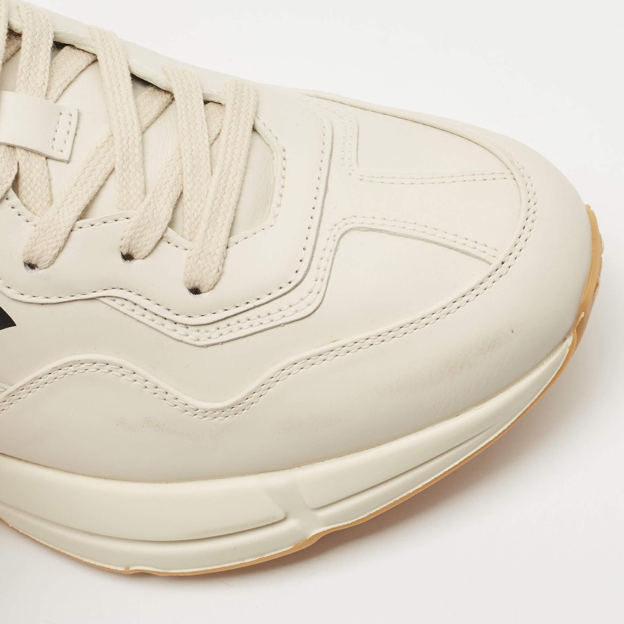 Gucci Cream Leather Rhyton NY Yankees Low Top Sneakers Size 40 2