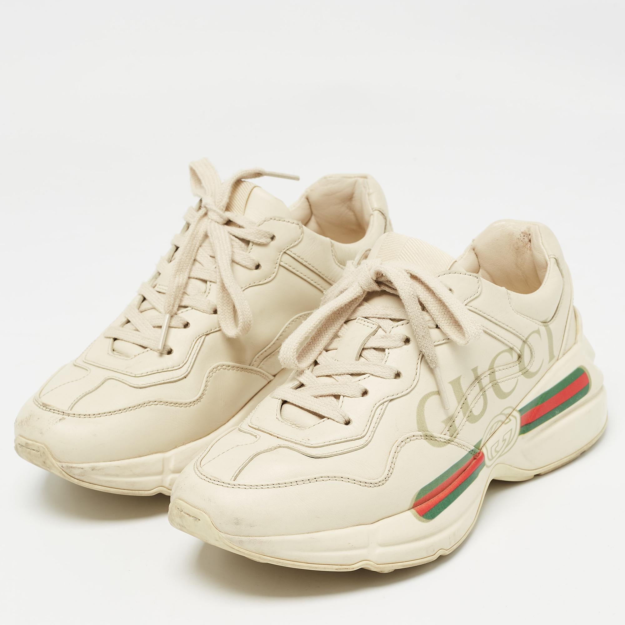 Coming in a classic silhouette, these designer sneakers are a seamless combination of luxury, comfort, and style. These sneakers are finished with signature details and comfortable insoles.