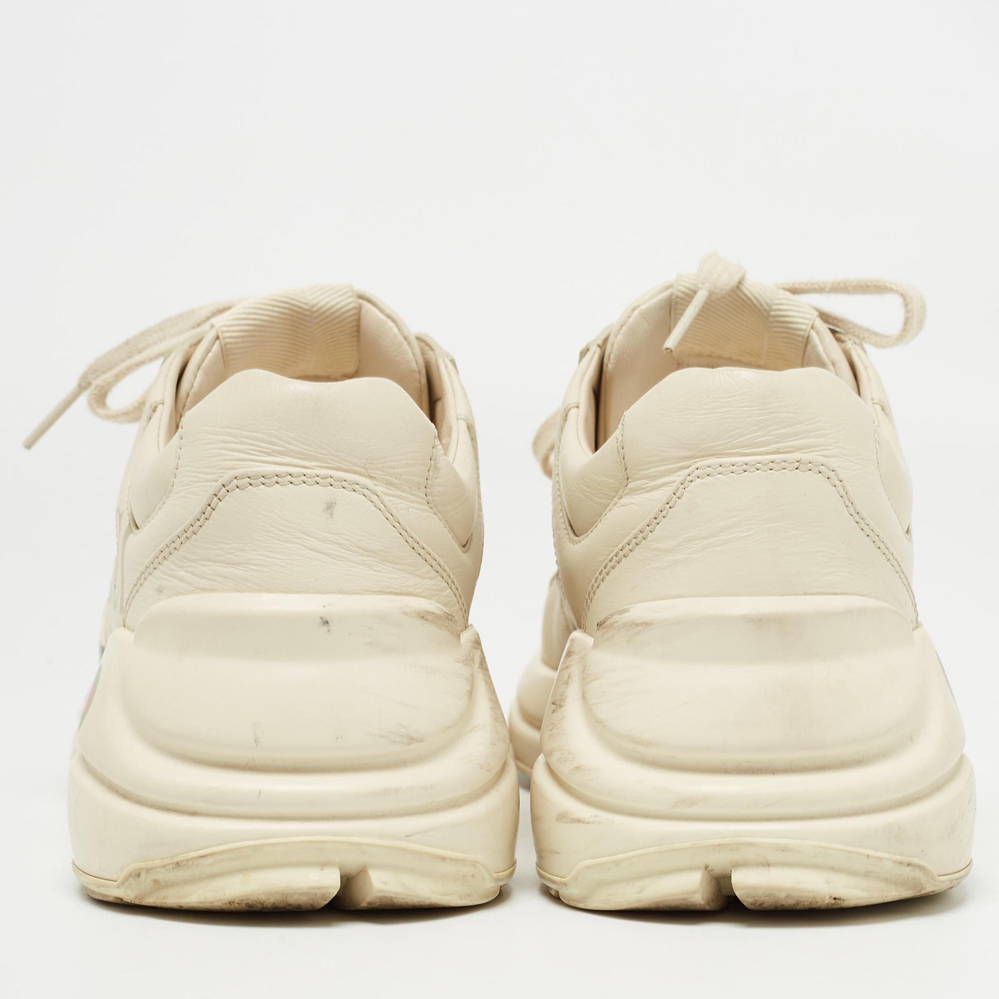 Gucci Cream Leather Rhyton Sneakers Size 36 1