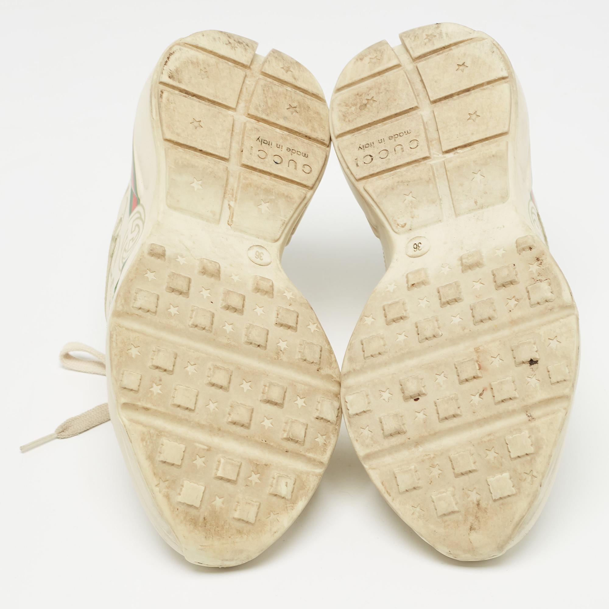 Gucci Cream Leather Rhyton Sneakers Size 36 2