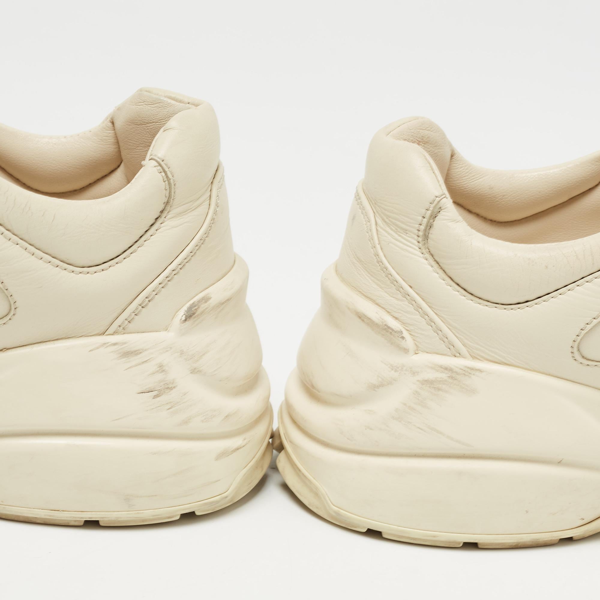 Gucci Cream Leather Rhyton Sneakers Size 36 5
